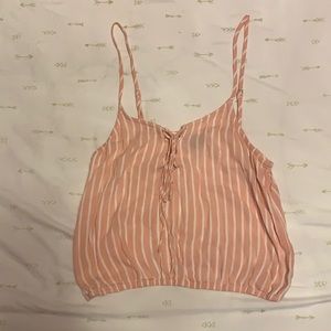 Kendall & Kylie Cropped Pink/White Cropped Top